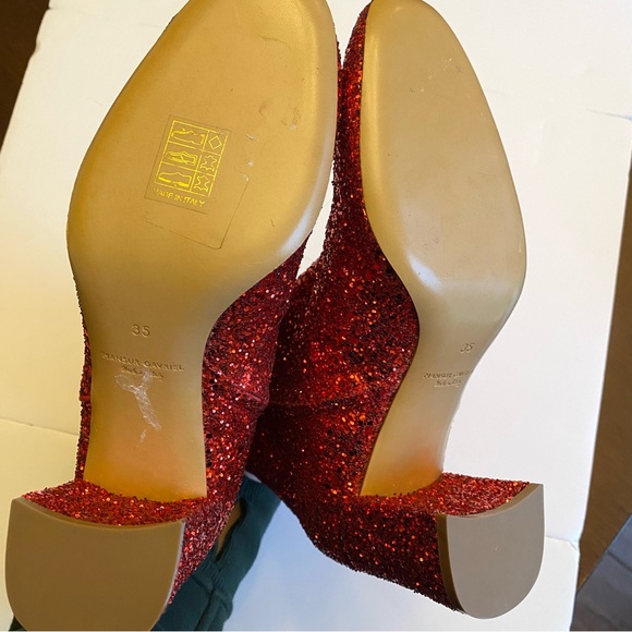 Mansur Gavriel Red Glitter Ankle Boots 35 - Picture 8 of 13